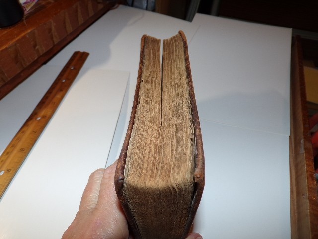 The Holy Bible American Bible Society RARE 1869 Brown Leather Original Tongues