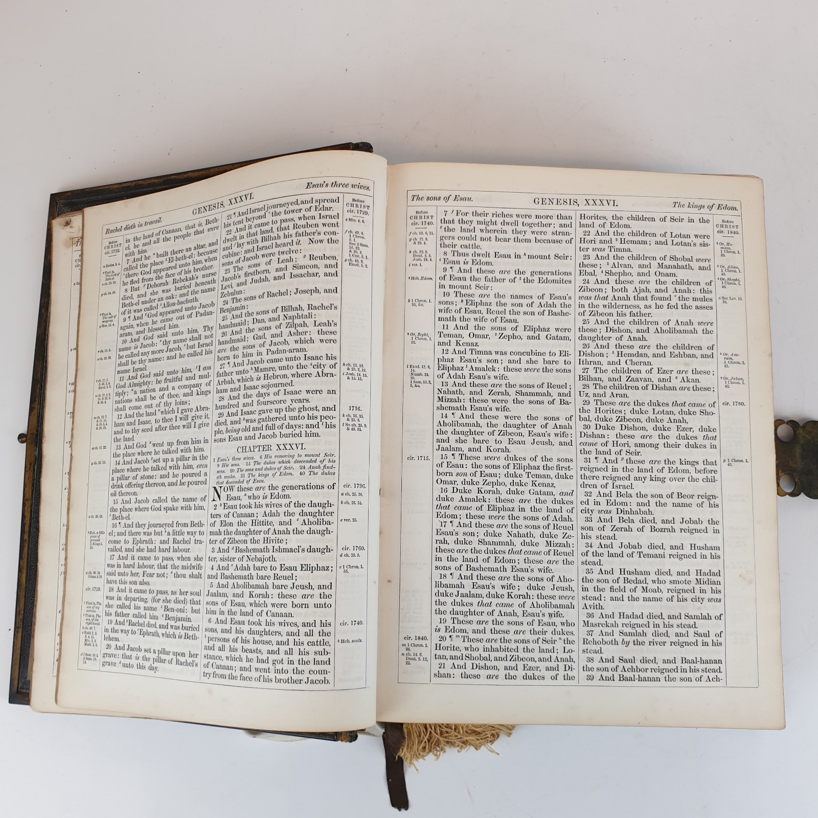 Holy Bible 1861 Antique George E Eyre London Large 9″ x 12″ 3″ Thick Metal Edge