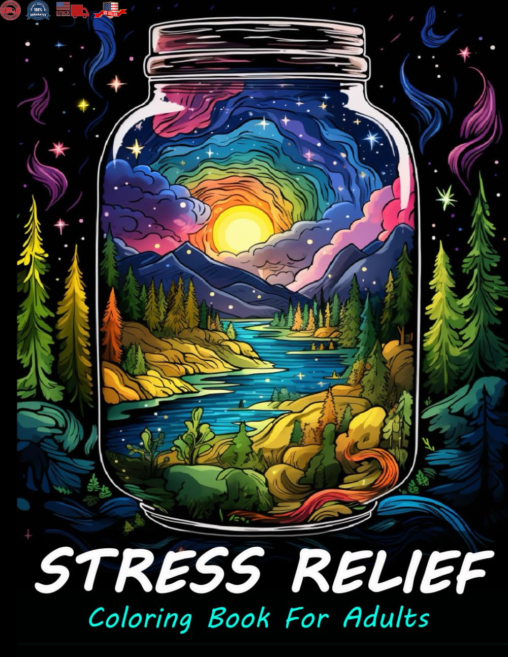 Stress Relief Coloring Book for Adults: Large Print Adult Colouring Book with Re