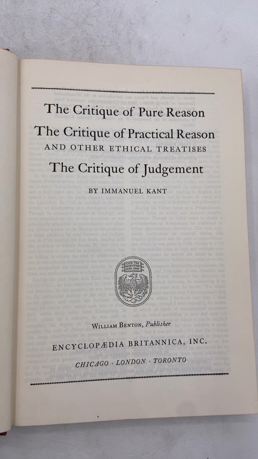The Critique of Pure Reason, The Critique of Practical Reason and Other Ethic…