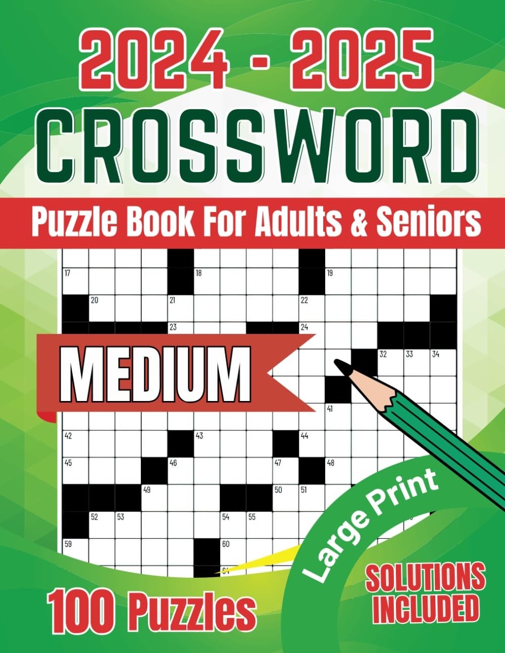 2024-2025 Crossword Puzzle Books For Adults Large Print 100 Puzzles With Solutio