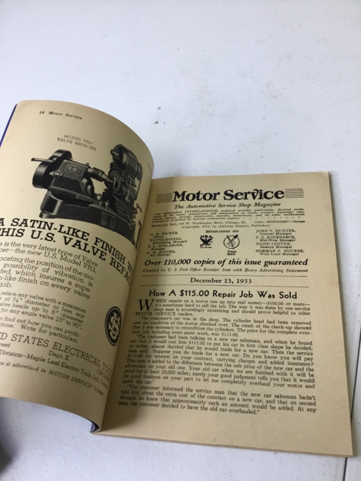 Motor Service Chicago USA. December 1933, PB