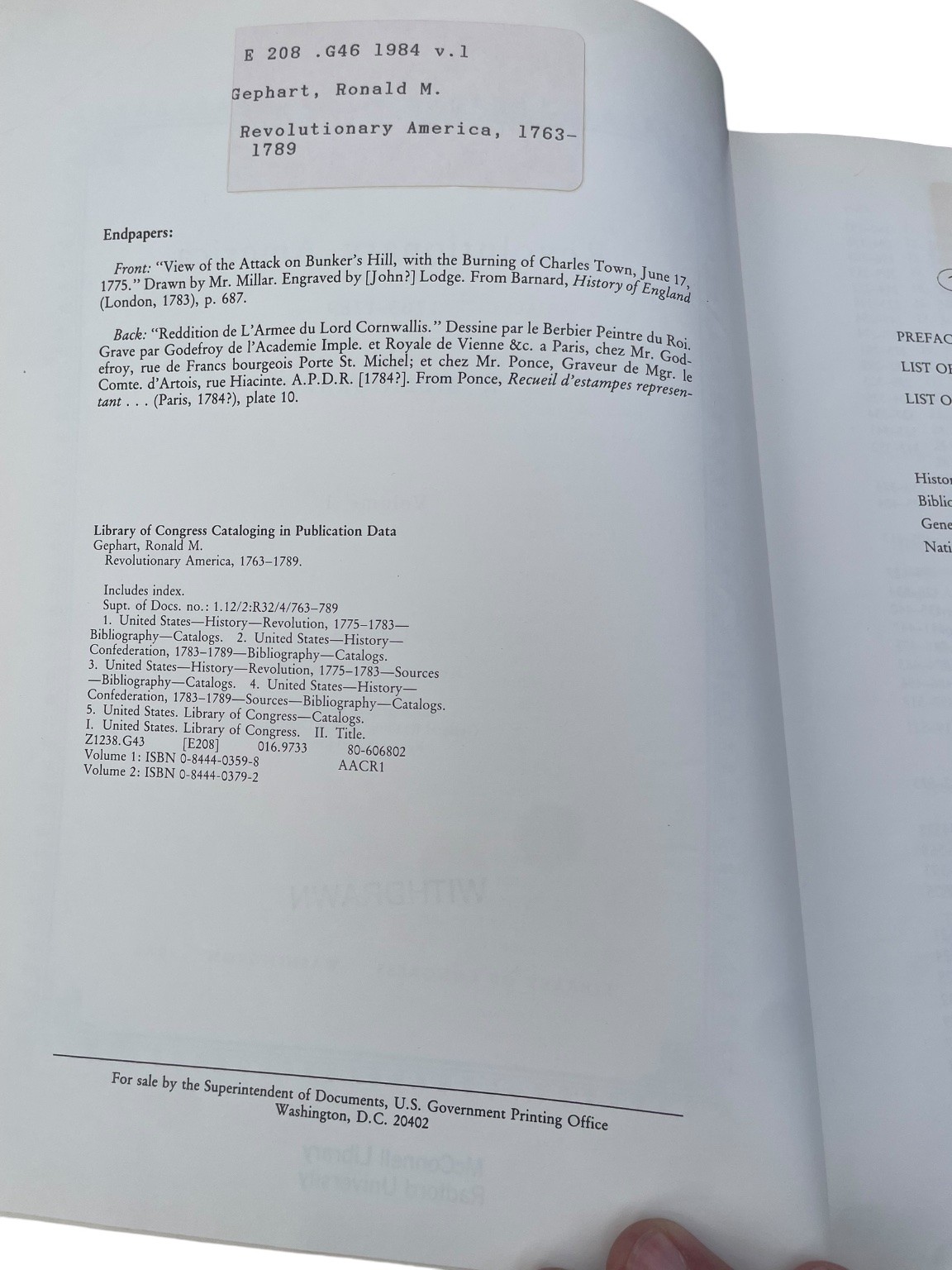 Revolutionary America 1763-1789 Ronald M. Gephart 1984 Bibliography LOC