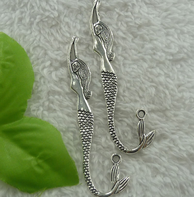 Free Ship 52 pcs tibet silver mermaid bookmarks 81x21mm B2299