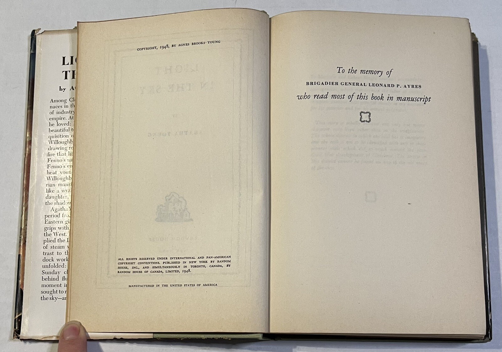 Light in the Sky by Agatha Young Hardcover W/DJ Vintage 1948 First Edition