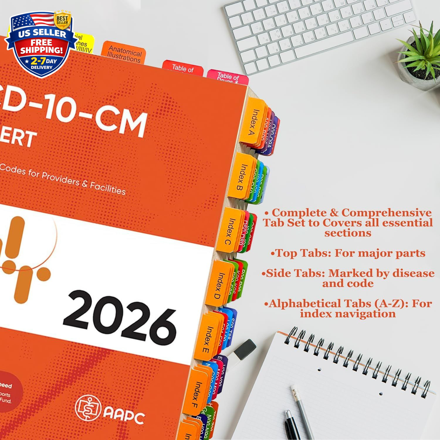 Upgraded Index Tabs for AAPC Version ICD-10-CM Expert 2026 the Complete Official