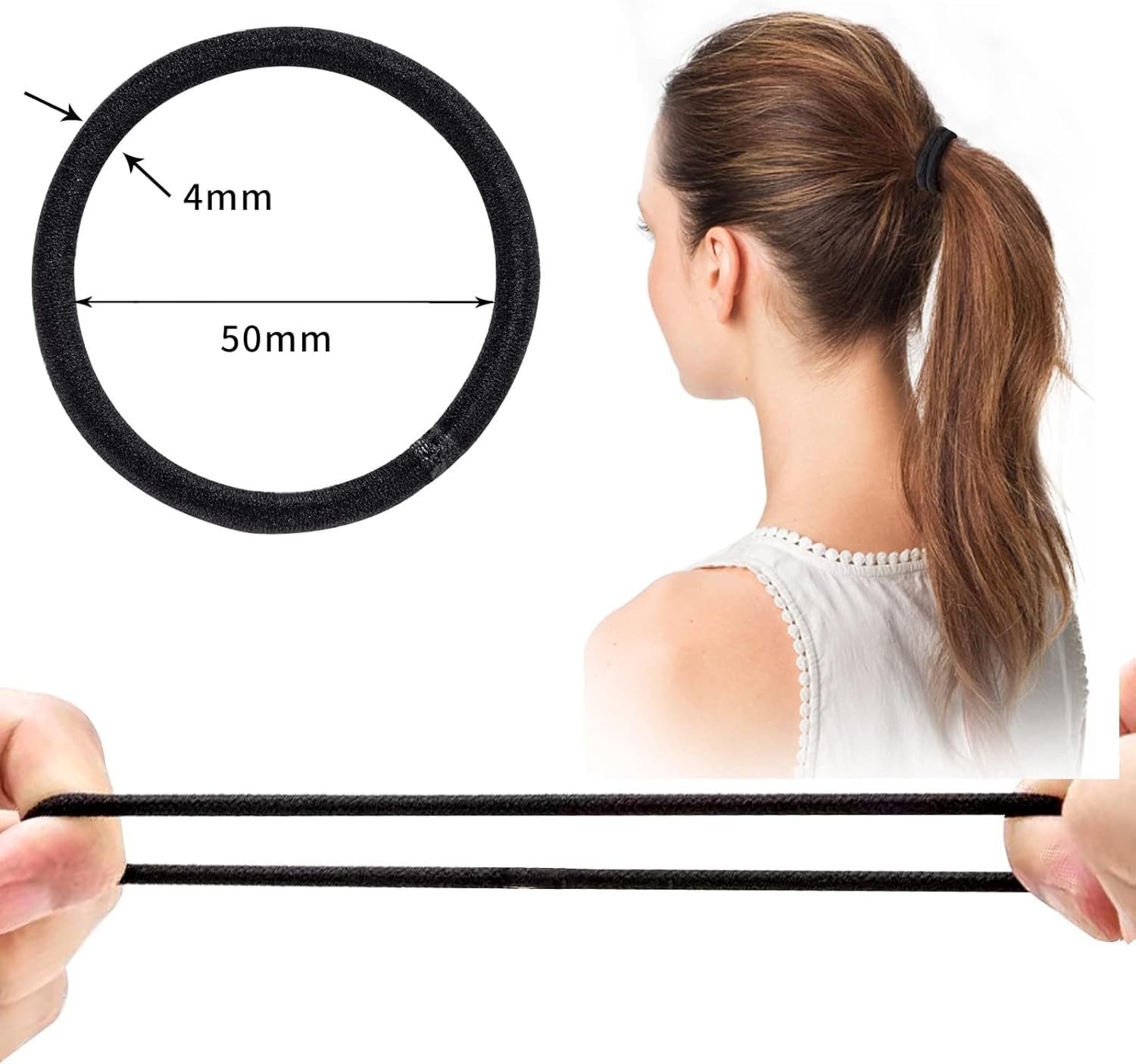 Ithyes 32Pcs hair ties for Women Thick Hair,4mm Elastic 1 Count (Pack of 32)