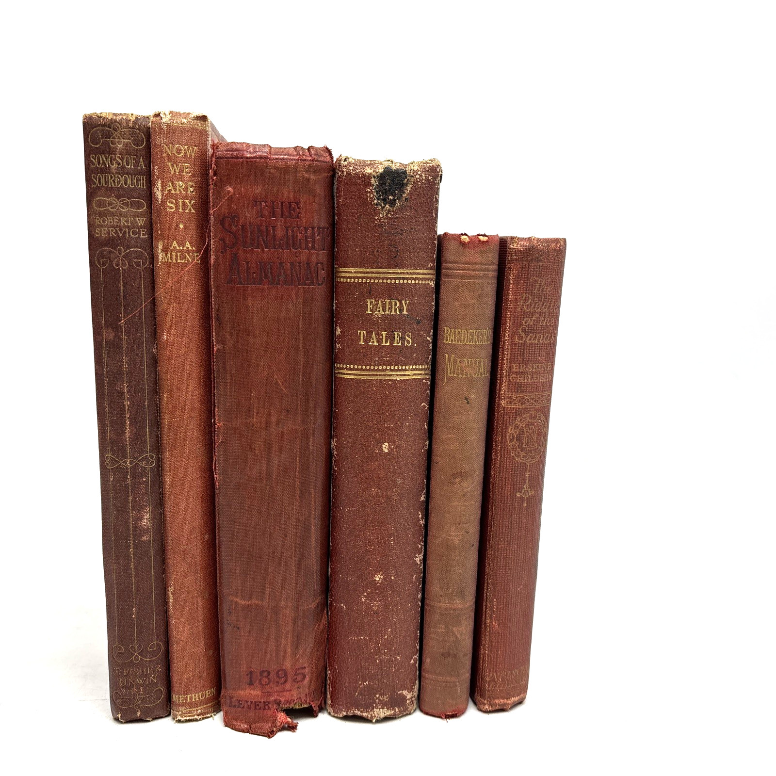 Collection of Distressed Old Books for Decoration. 14cm shelf space.
