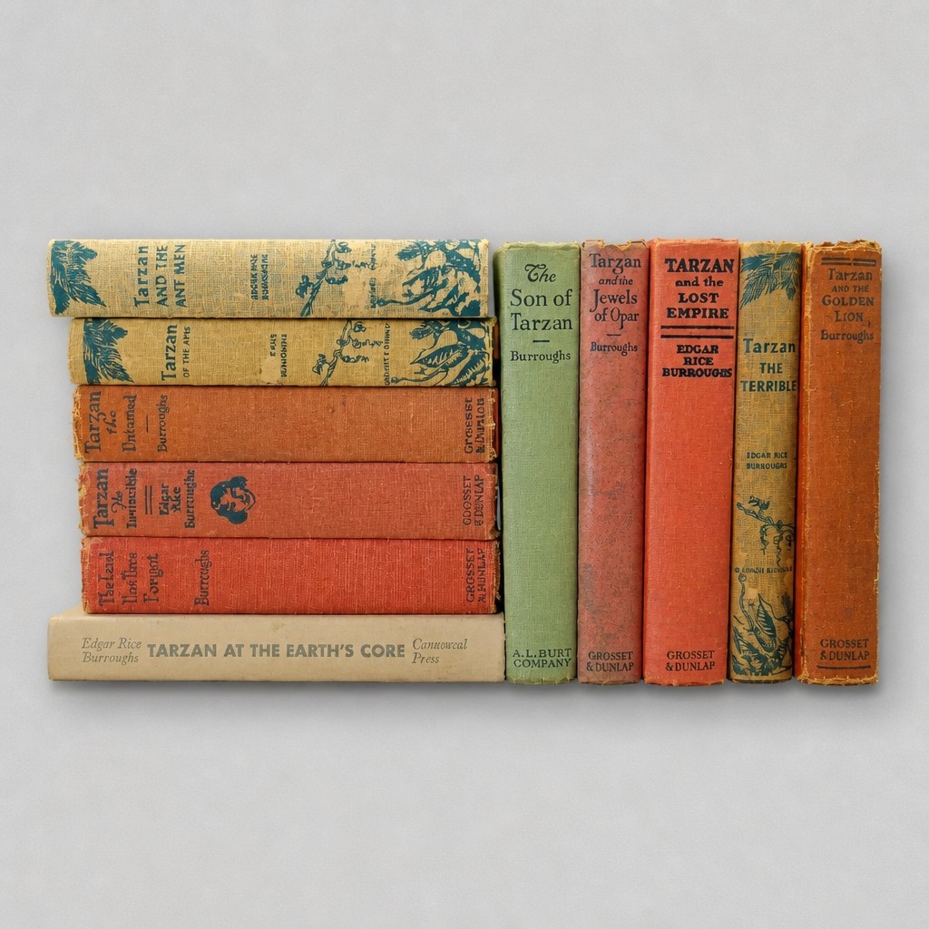 Lot of 10 Vintage Tarzan Books Edgar Rice Burroughs 1915-50s Old Hard Cover