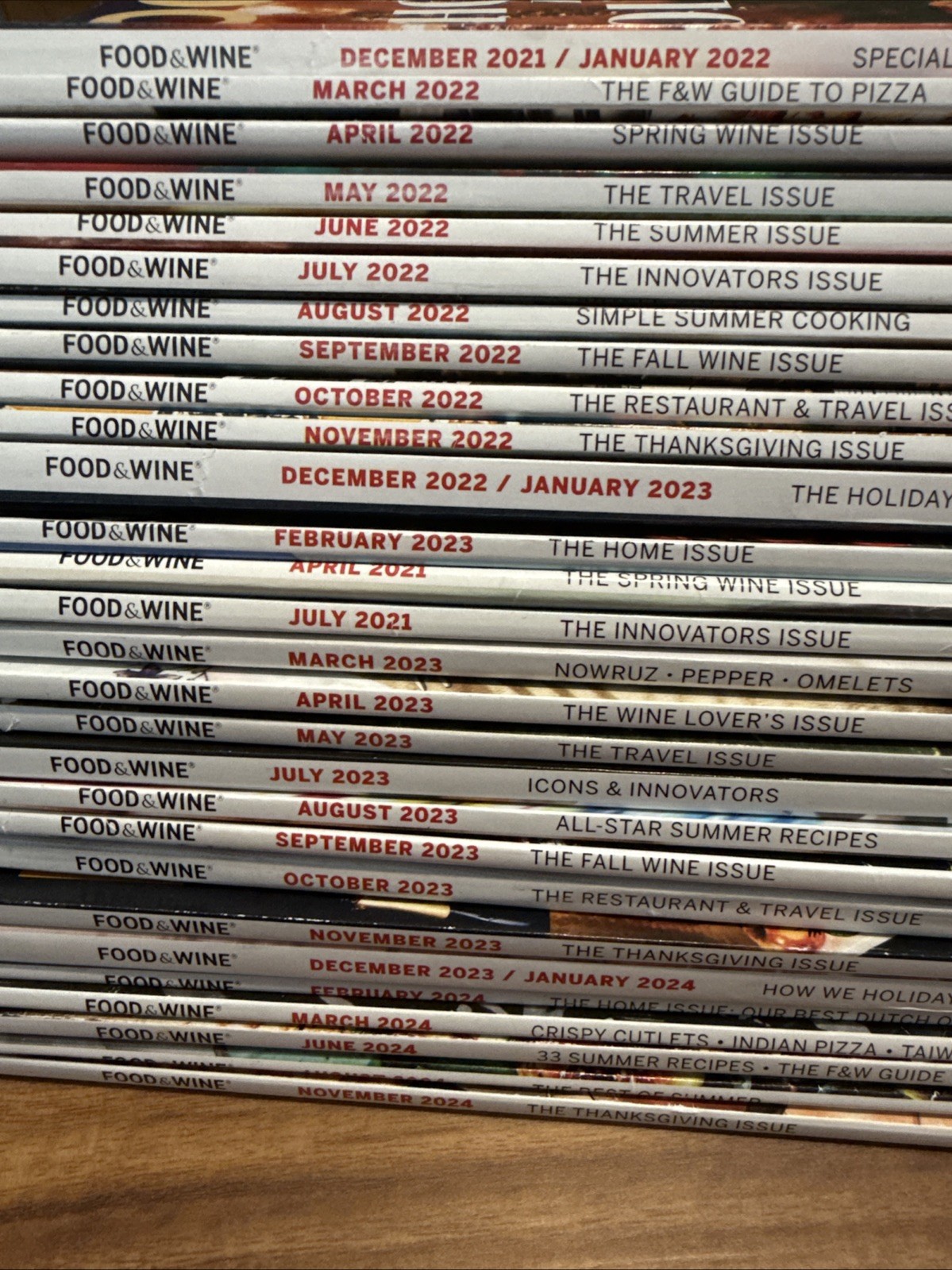 Food & Wine Magazine 28 Issue Lot 2021-2024
