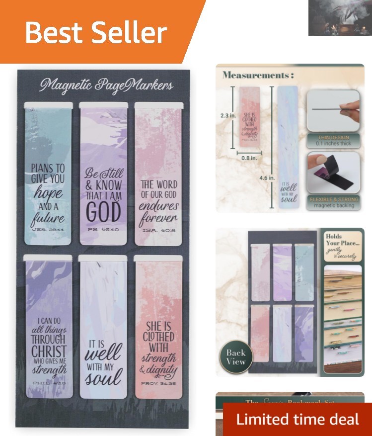 Beloved Scripture Magnetic Bookmarks – Set of 6, 2.3” x 0.8” in Pastel Colors