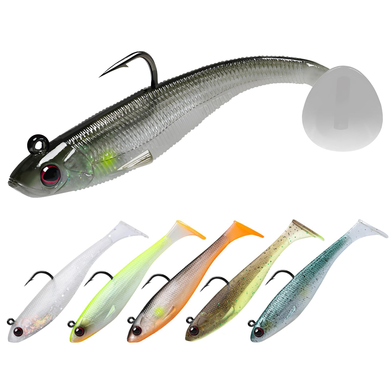 TRUSCEND Power Soft Fishing Lures Pre-Rigged BKK Hook, 3in (7.5cm), 3″,0.23oz