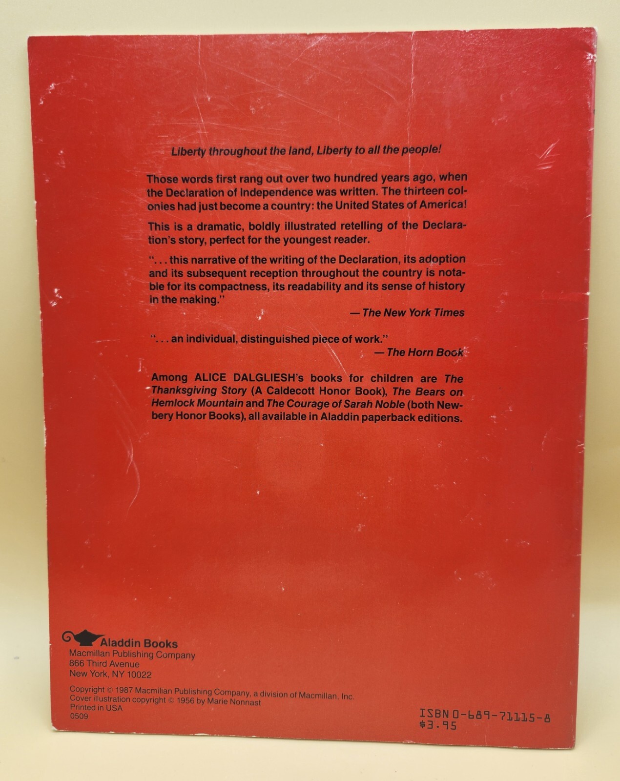 Vintage 1987 The FOURTH OF JULY STORY – Paperback By Alice Dalgliesh – GOOD