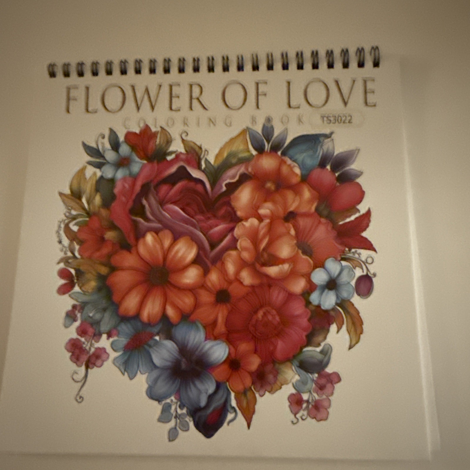8 1/2 x 8 1/2 Spiral Bound Adult coloring book Flower Of Love NEW Shipping Incl