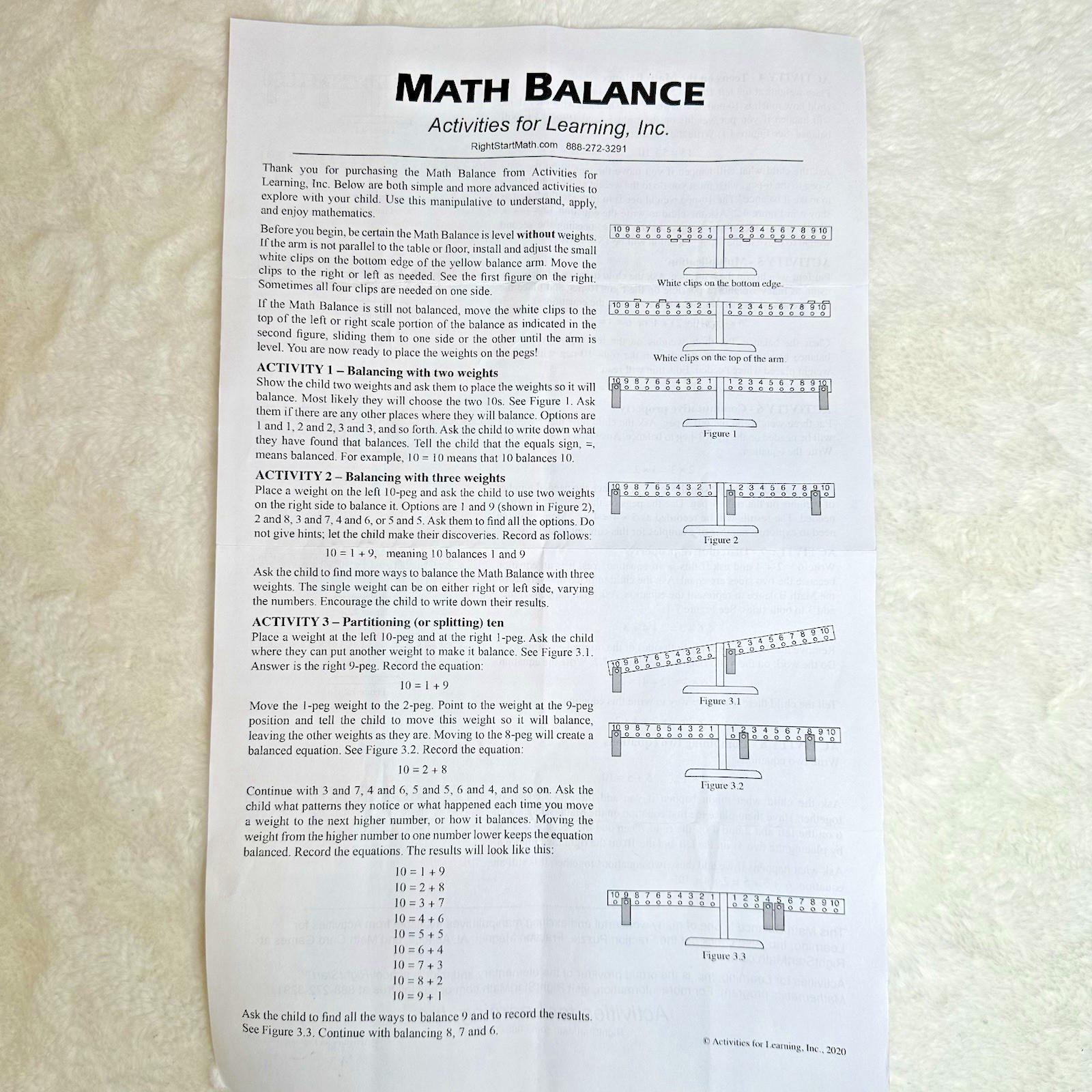 Hand2Mind Number Balance Math Scale W/ 10g Weights Classroom STEM Tool