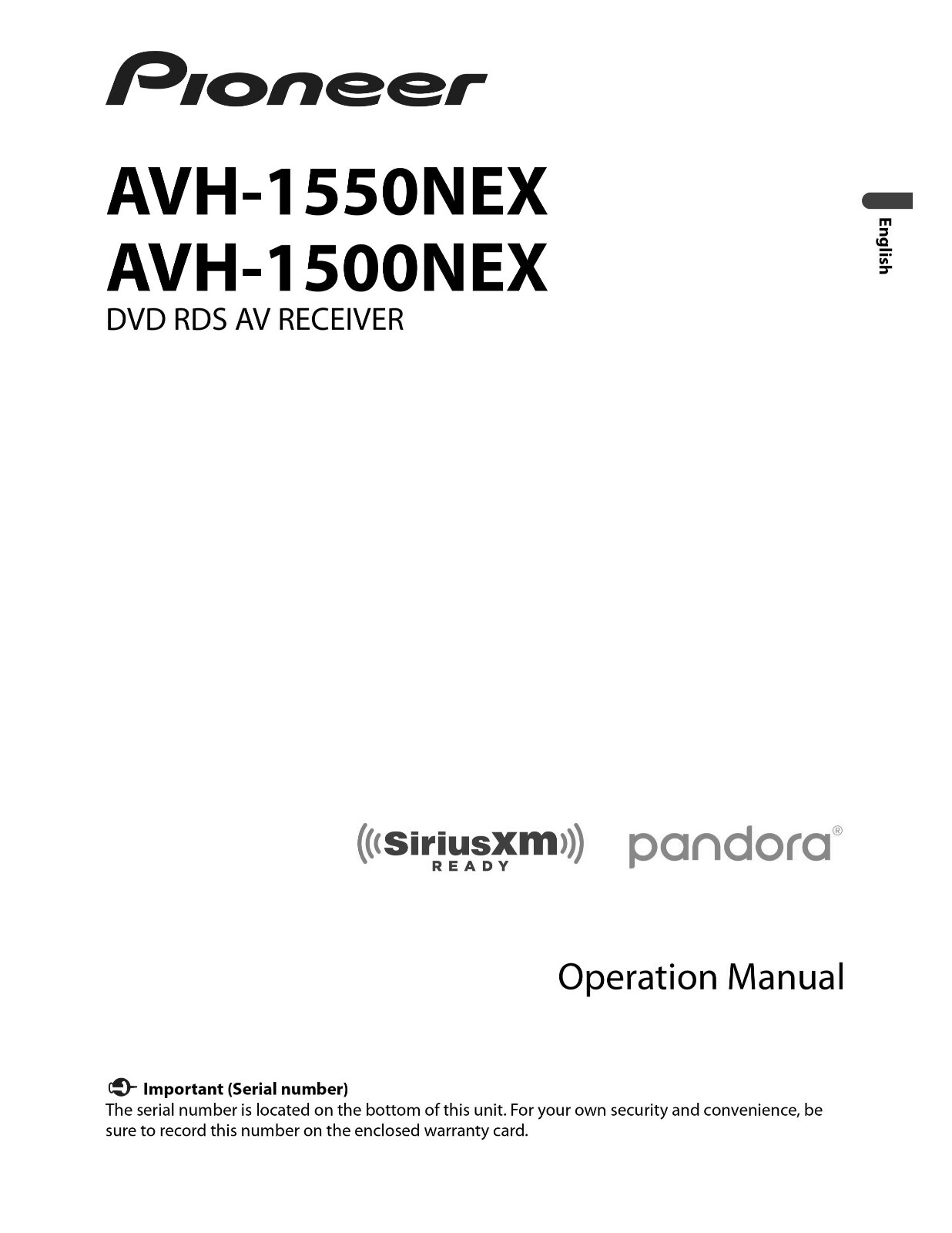 Pioneer AVH-1500NEX AV Receiver Owners Manual 128 pages