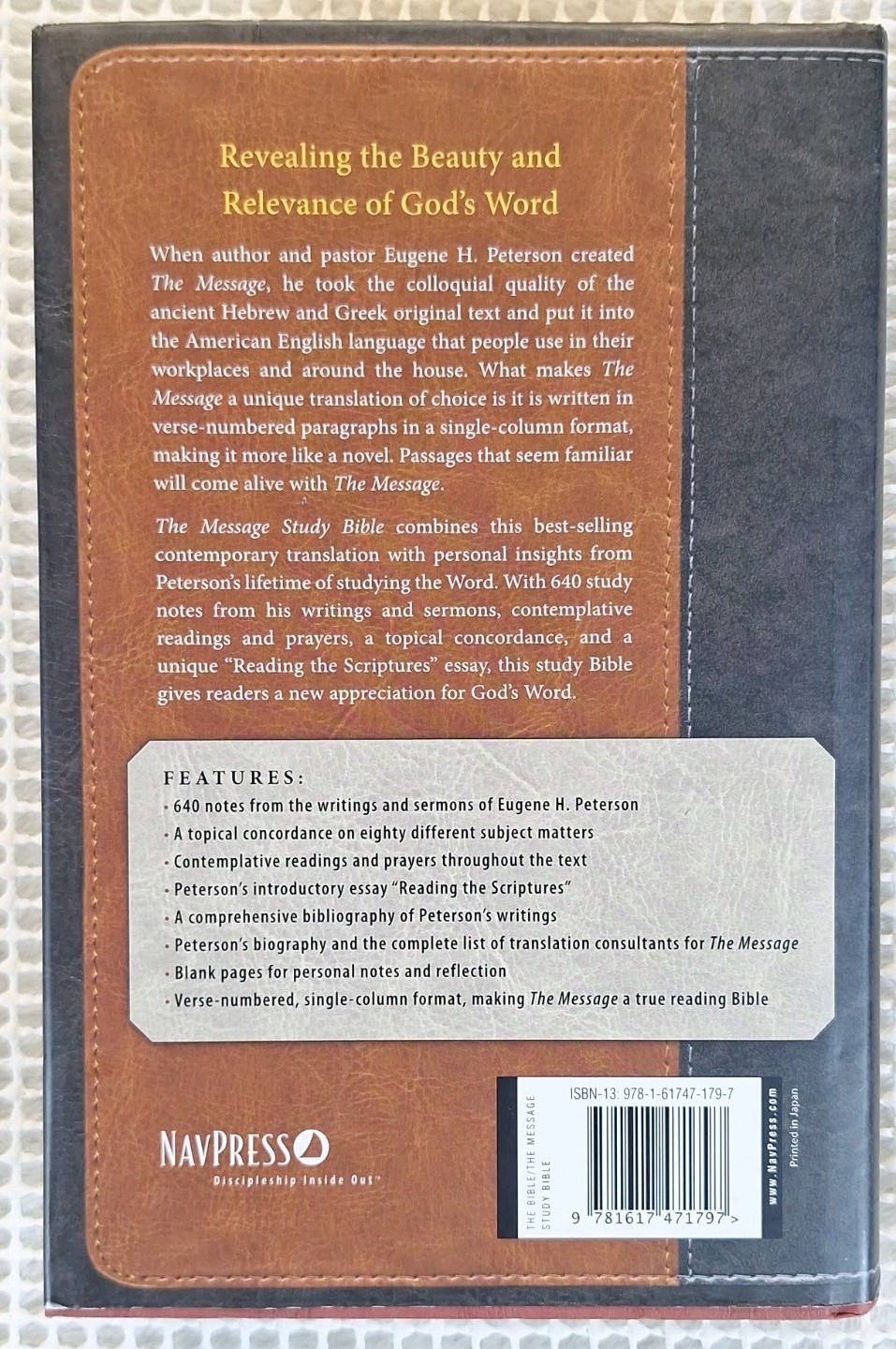 The Message Study Bible By Eugene H. Peterson 2012 Version 2 w/ Dust Jacket
