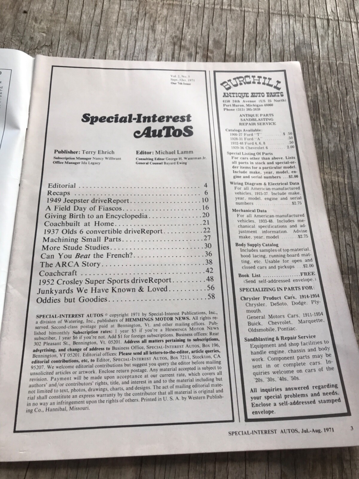 Sept/Oct 1971 Special-Interest Autos Hemmings Motor News Magazine 58 pages