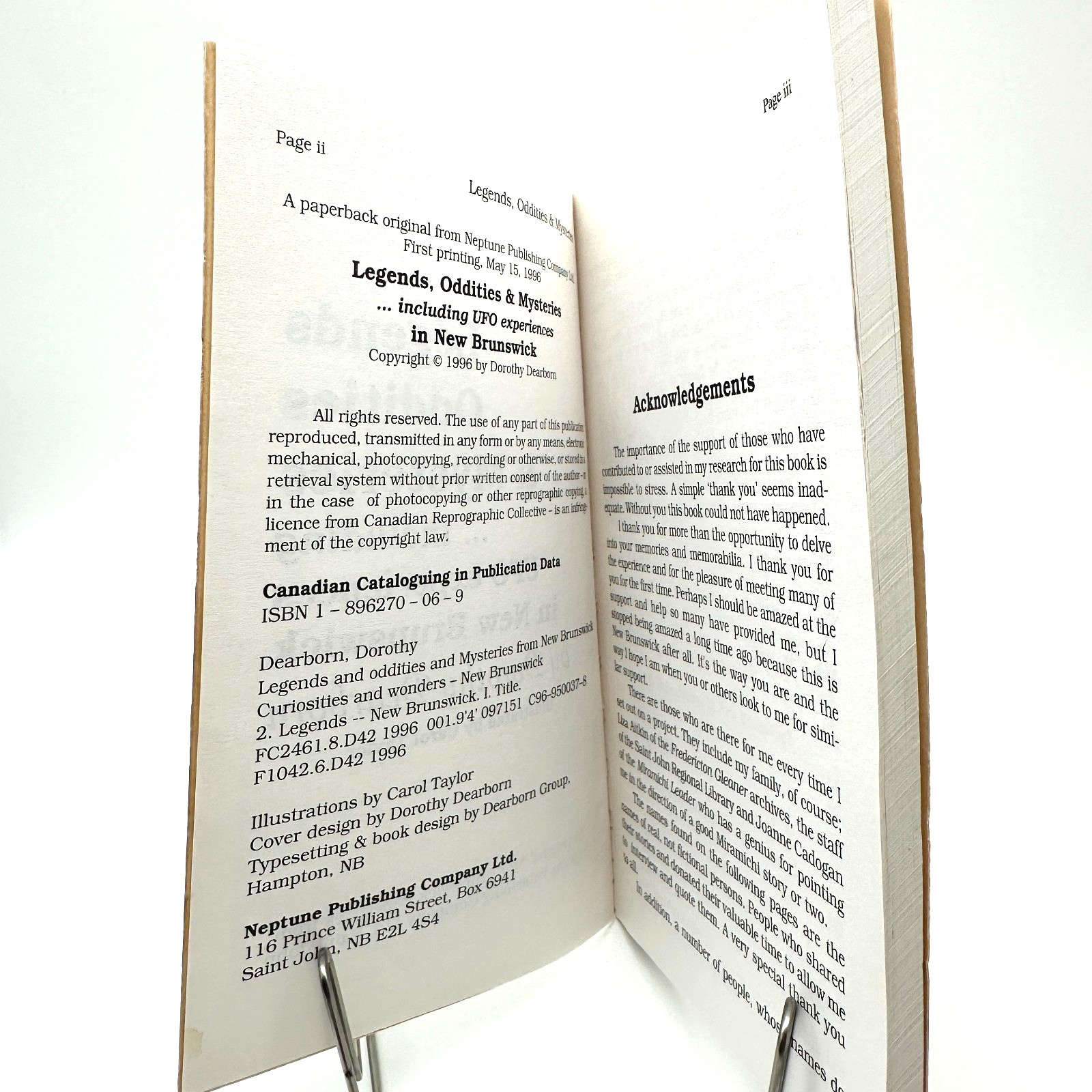 Legends Oddities and Mysteries Dorothy Dearborn 1996 New Brunswick UFO Folklore