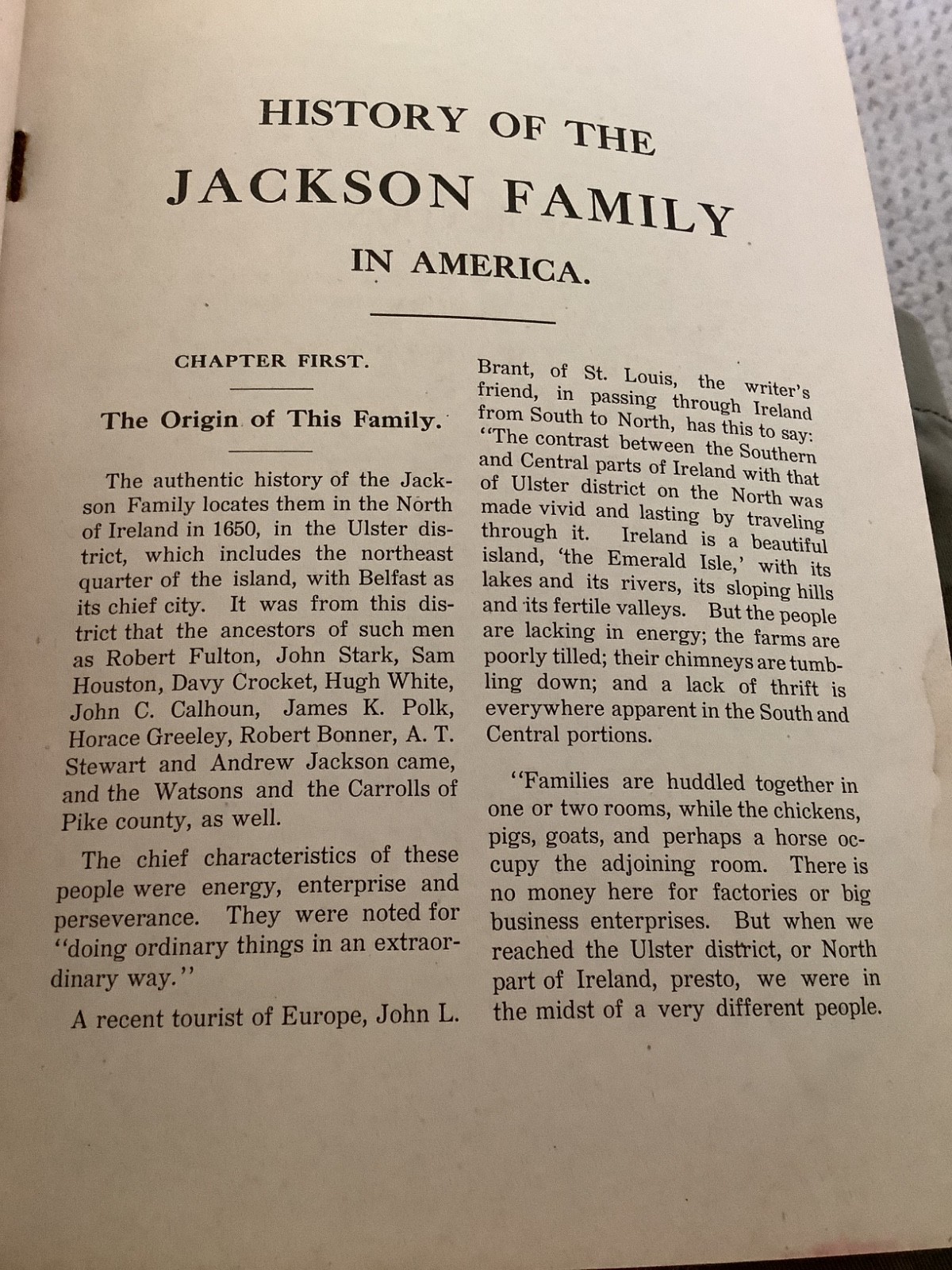 Sketch of the Jackson Family in America 1765 1916 pike co Missouri, Fayetville