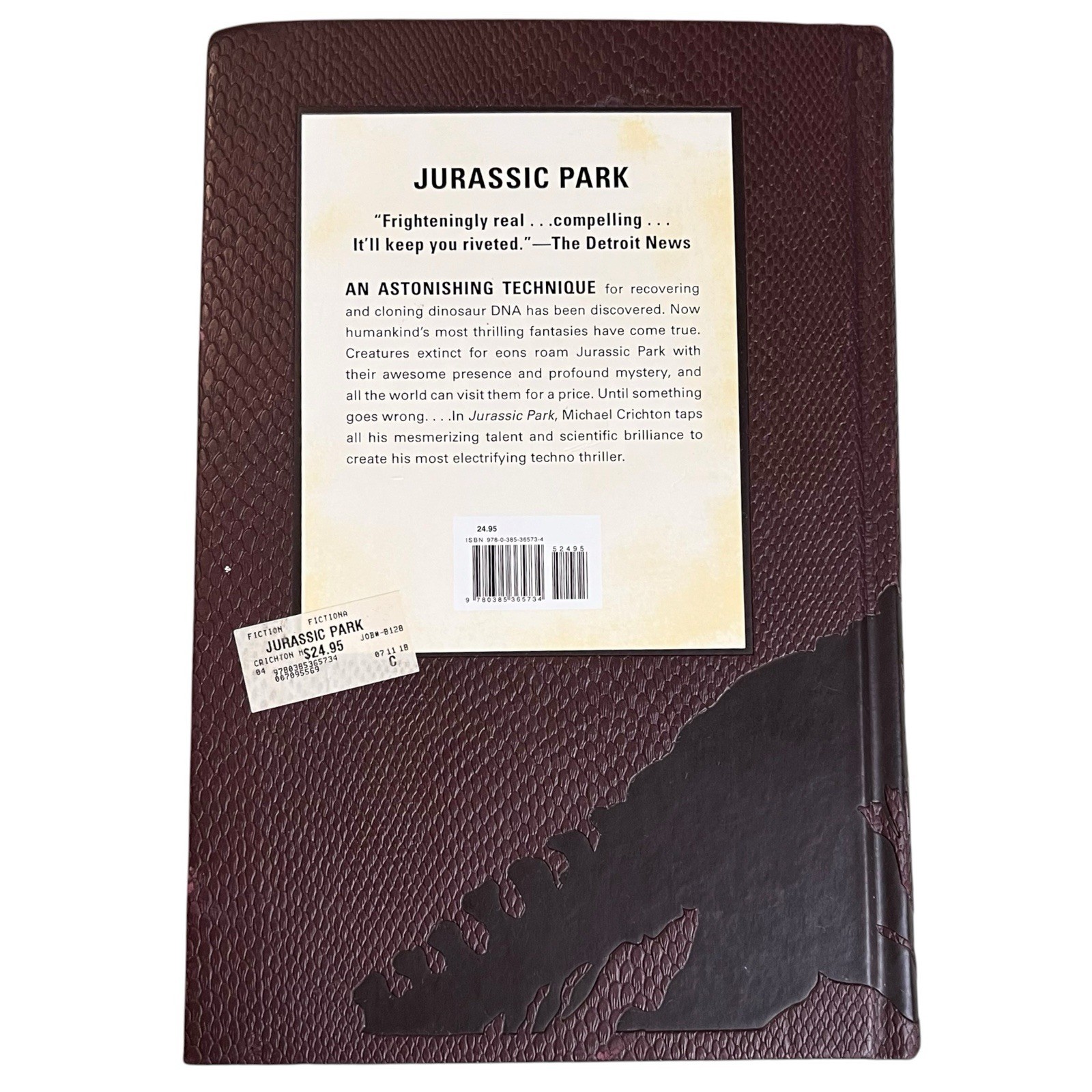 Jurassic Park Michael Crichton 2017 Books-A-Million Brown Faux Leather Book