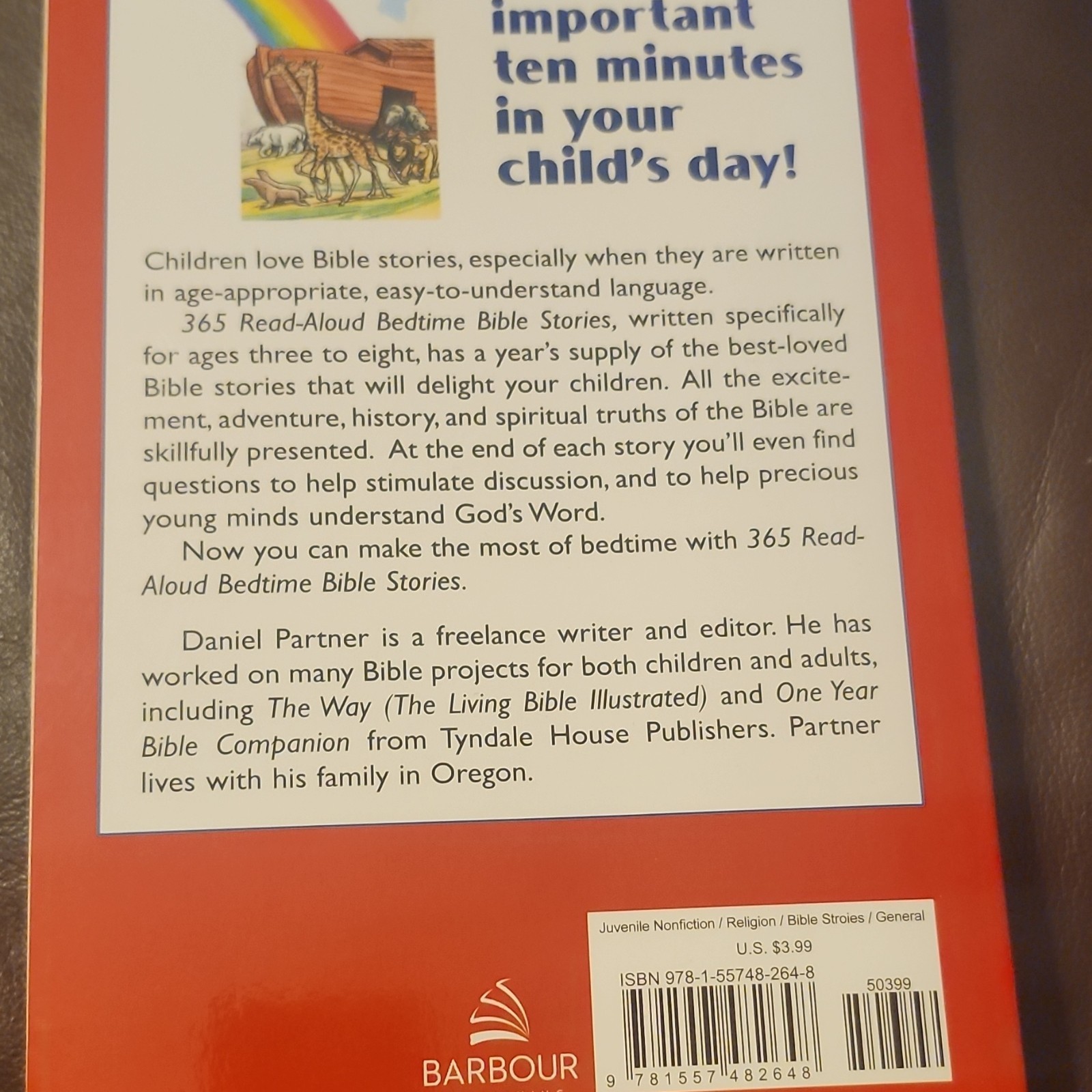 365 Read-Aloud Bedtime Bible Stories Daniel Partner Paperback Illustrated Barbo…
