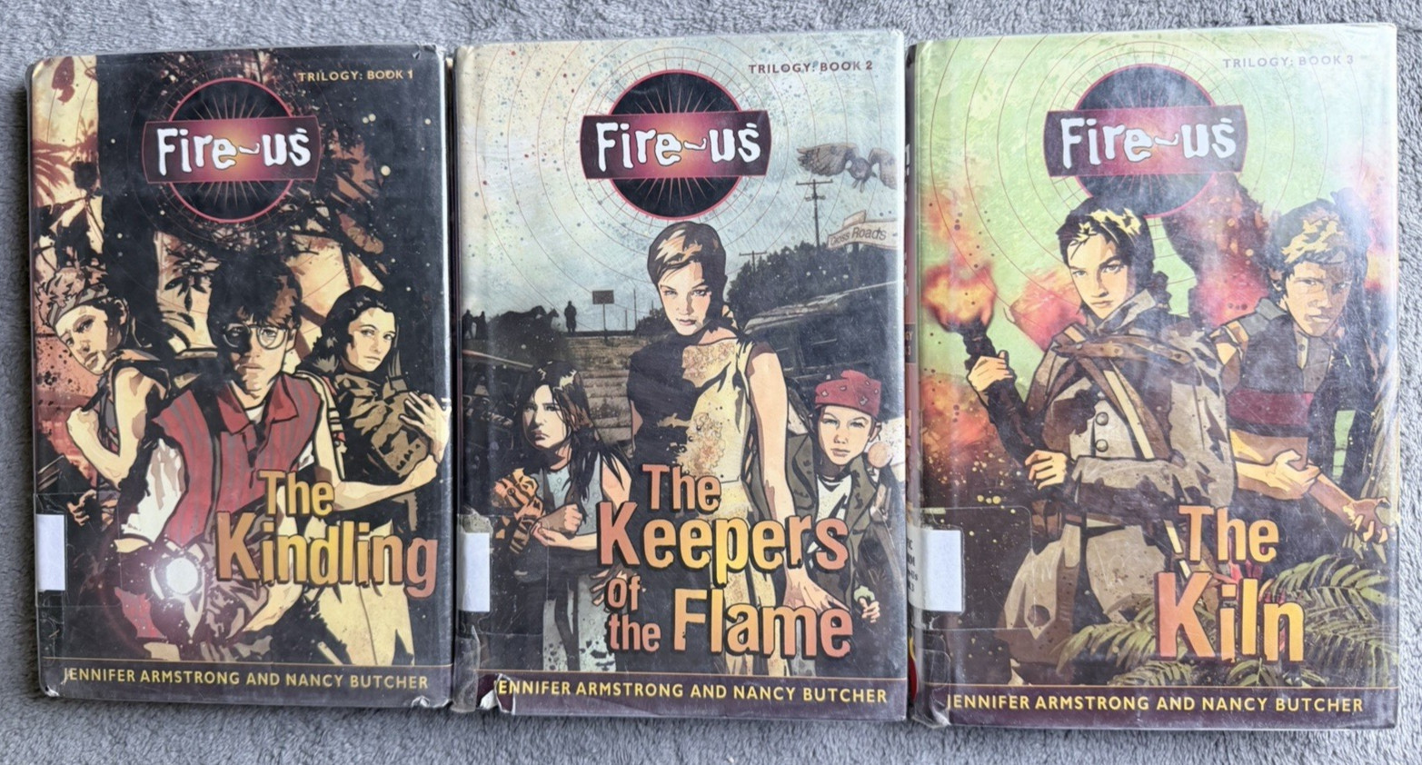 Fire-Us Trilogy 3 Book Set 1st Ed HC DJ Jennifer Armstrong Ex Lib Young Adult