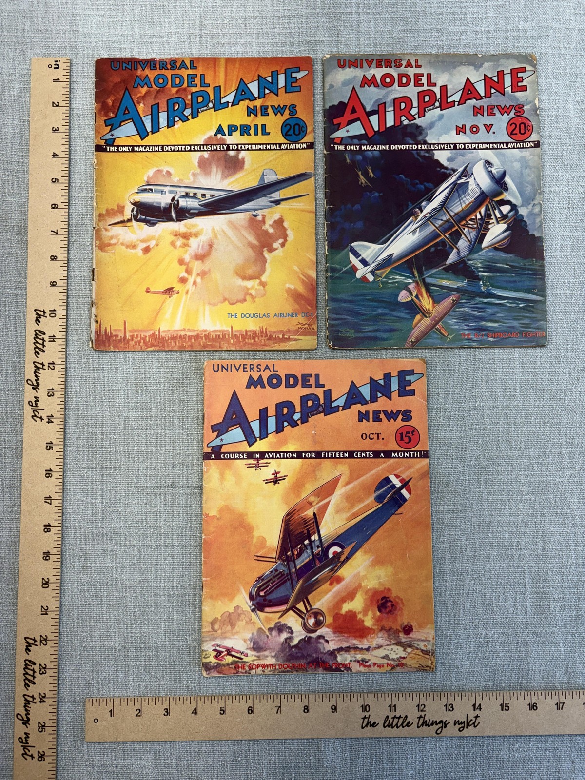 Vintage Universal Model Airplane News Magazine Lot 3 April Oct Nov PB USA Illus