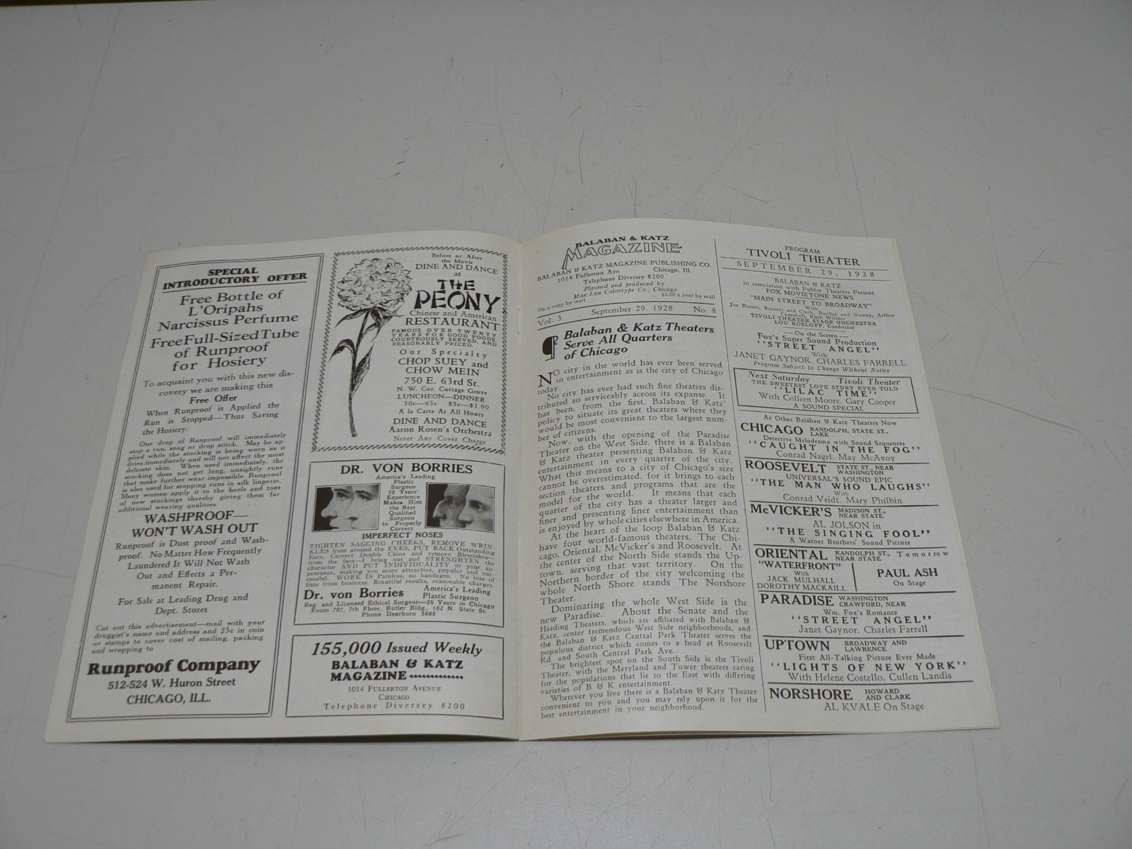 Vintage 1920’s Balaban & Katz Magazine Esther Ralston Front Cover
