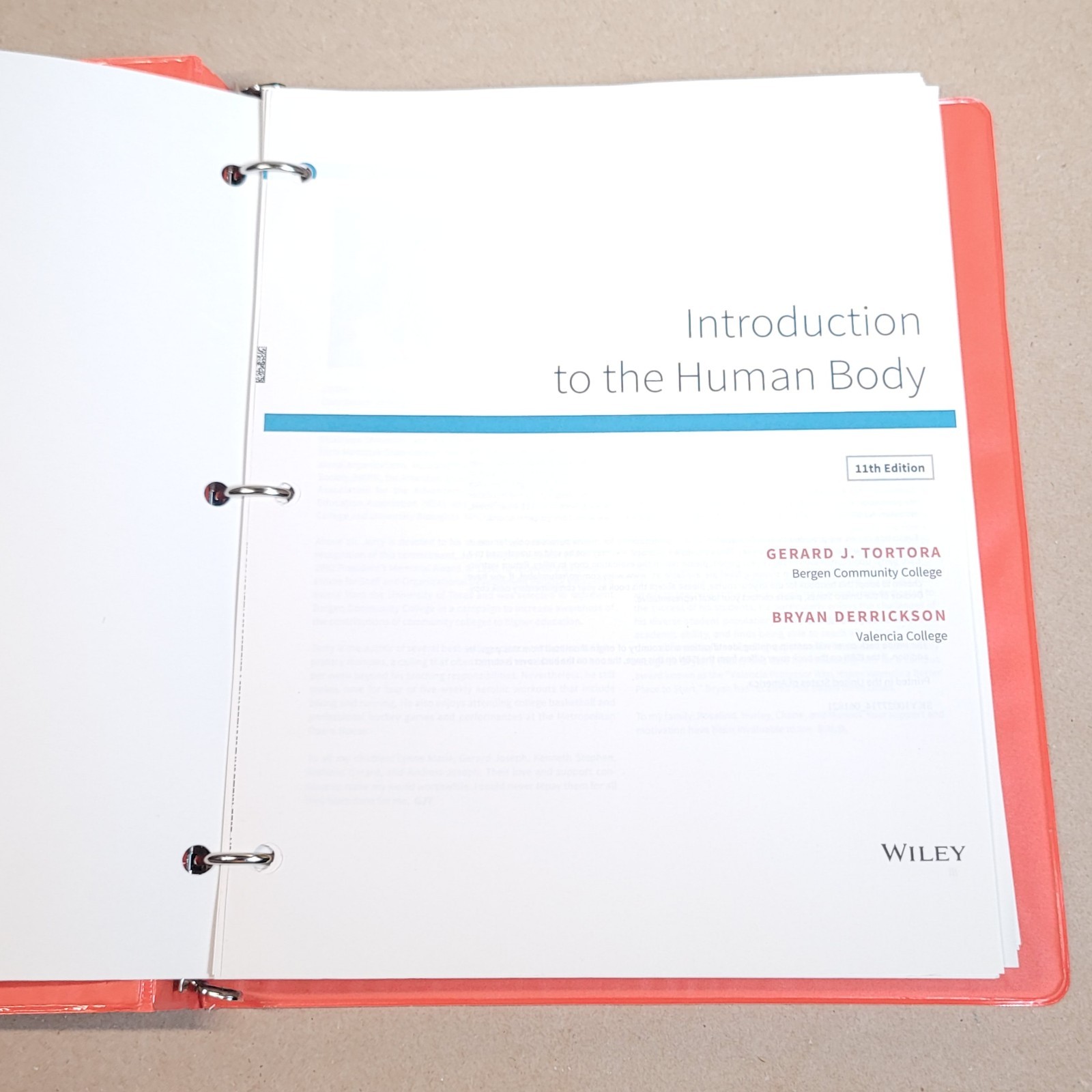 Introduction to the Human Body by Gerard J. Tortora LOOSE LEAF EDITION