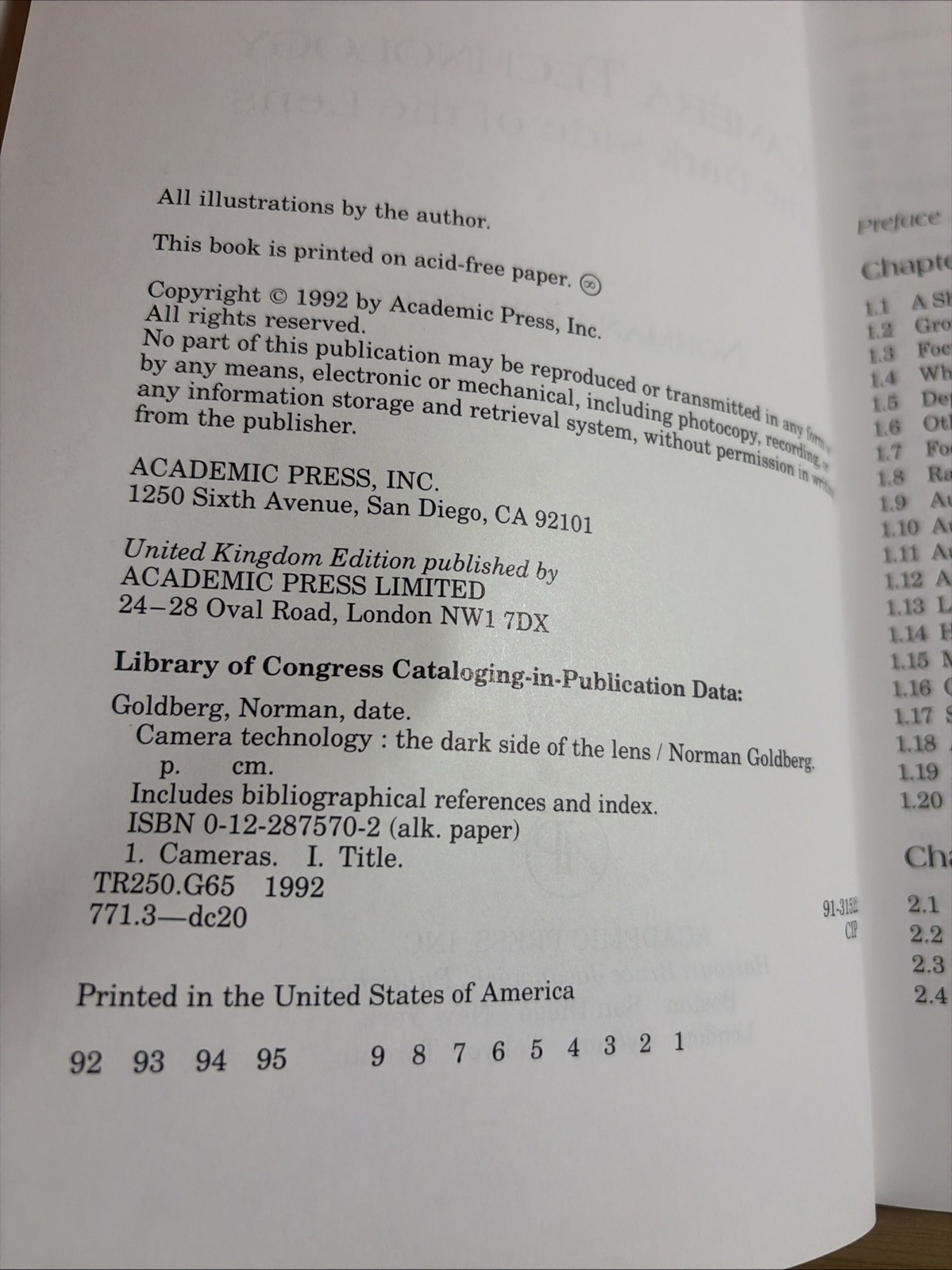Camera Technology: The Dark Side of the Lens 1992 1st Edition Hardcover VG