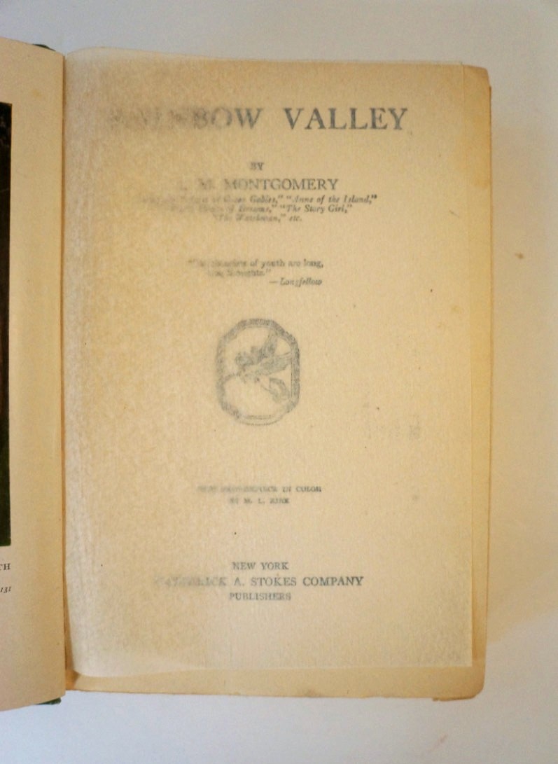 Rainbow Valley by L.M. Montgomery 1919 First Edition Hardcover
