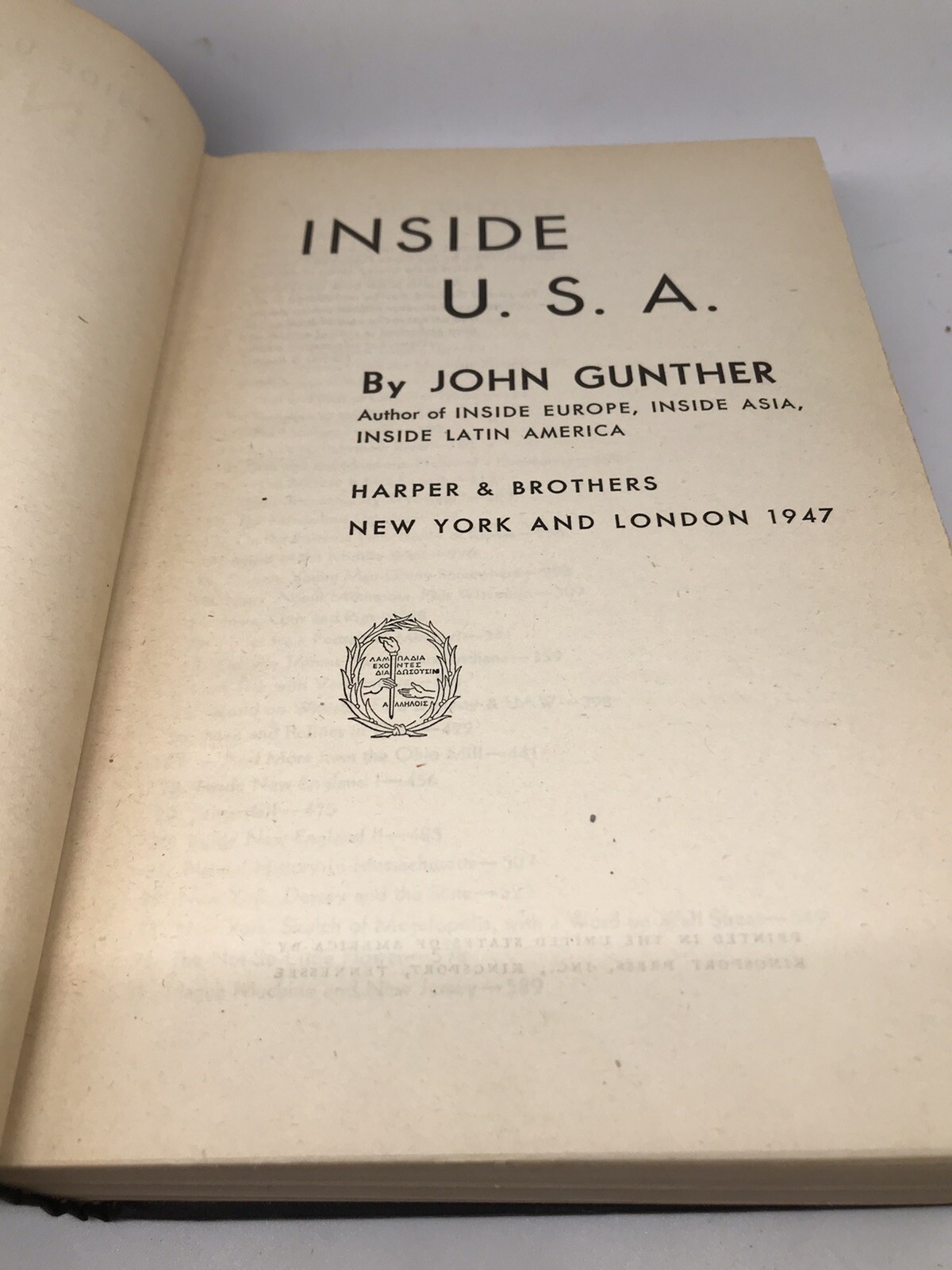 Inside USA History Hardcover Book John Gunther Harper Brothers 1947 1st Edition