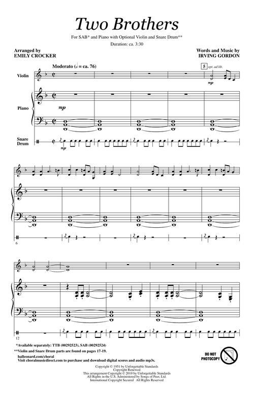 Two Brothers Choral Exploration SAB Irving Gordon