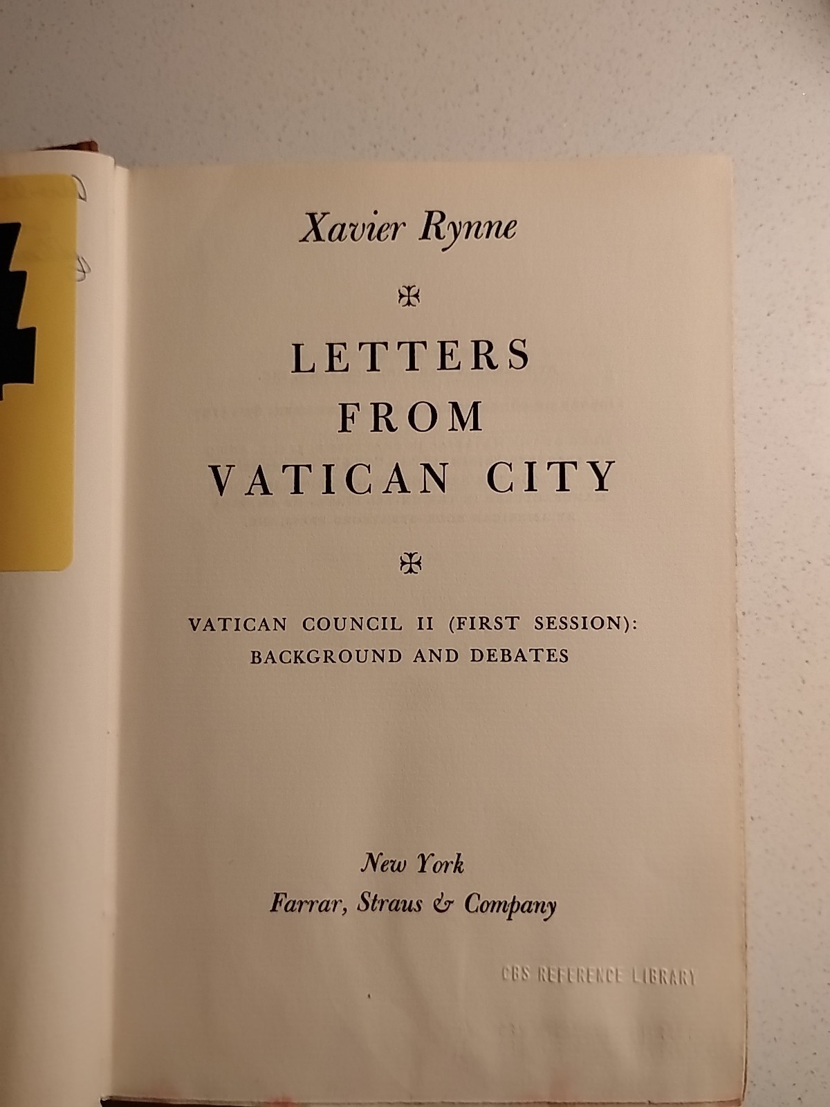 1963 Letters From Vatican City – CBS NEWS Reference Library Stamped – 1st Ed