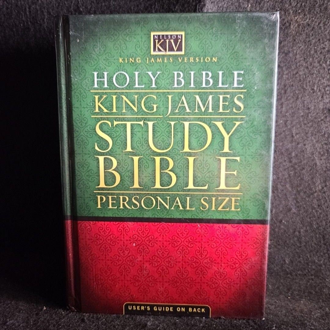 Holy Bible King James Study Bible Personal Size KJV Thomas Nelson HC Green/Red