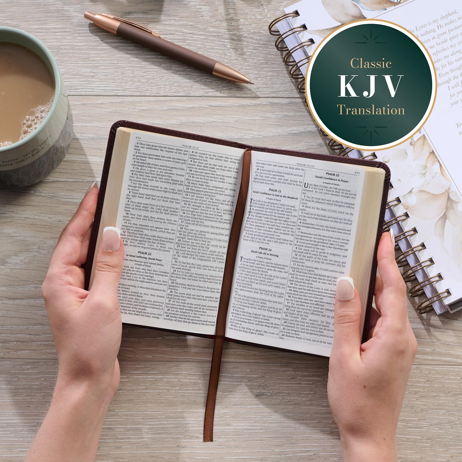 KJV Pocket Bible Mini Faux Leather Red Letter Edition with Ribbon – Burgundy