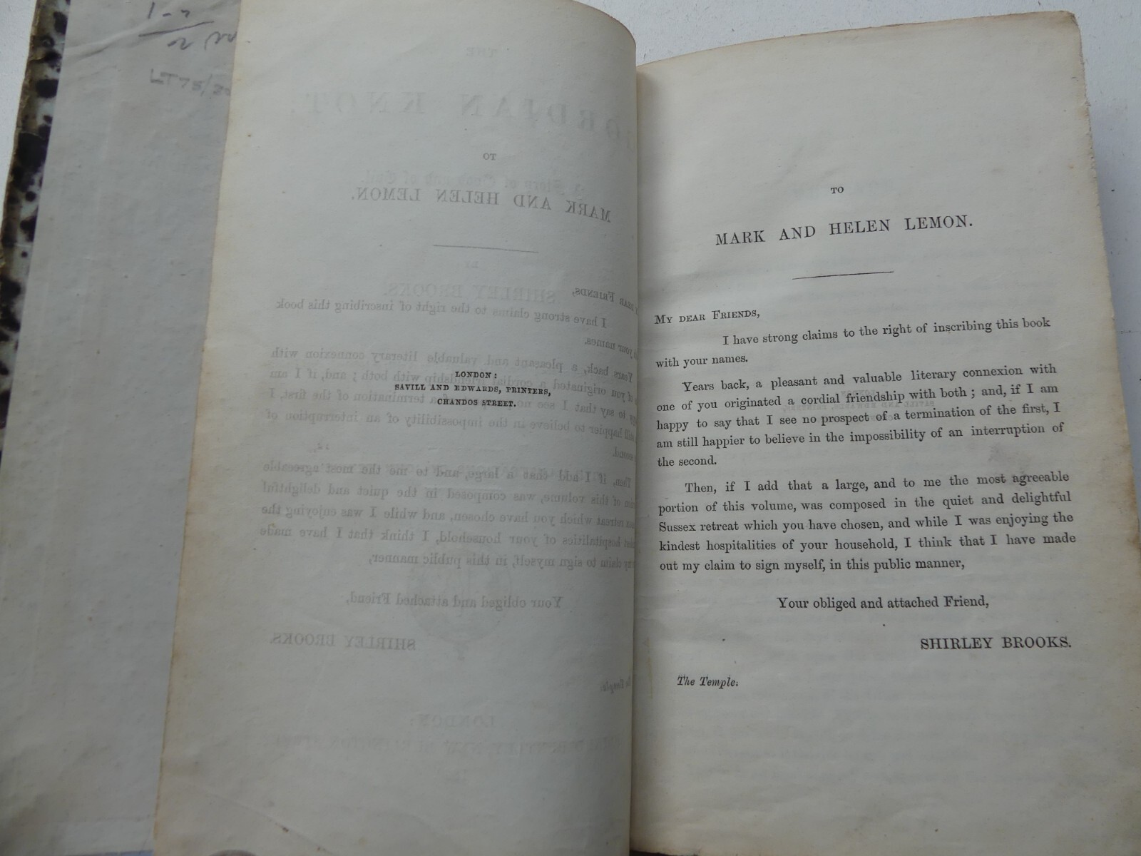 The Gordian Knot 1860 Shirley Brooks John Tenniel Illustrations 1st editions