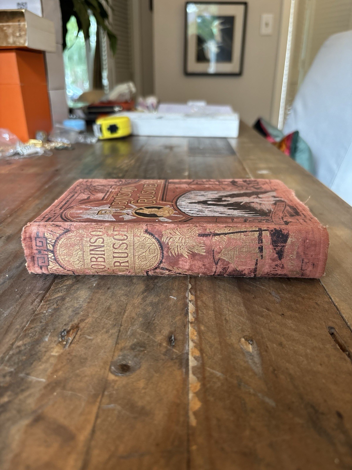 Robinson Crusoe Antique Daniel Dafoe Illustrated Hardcover Adventure Book
