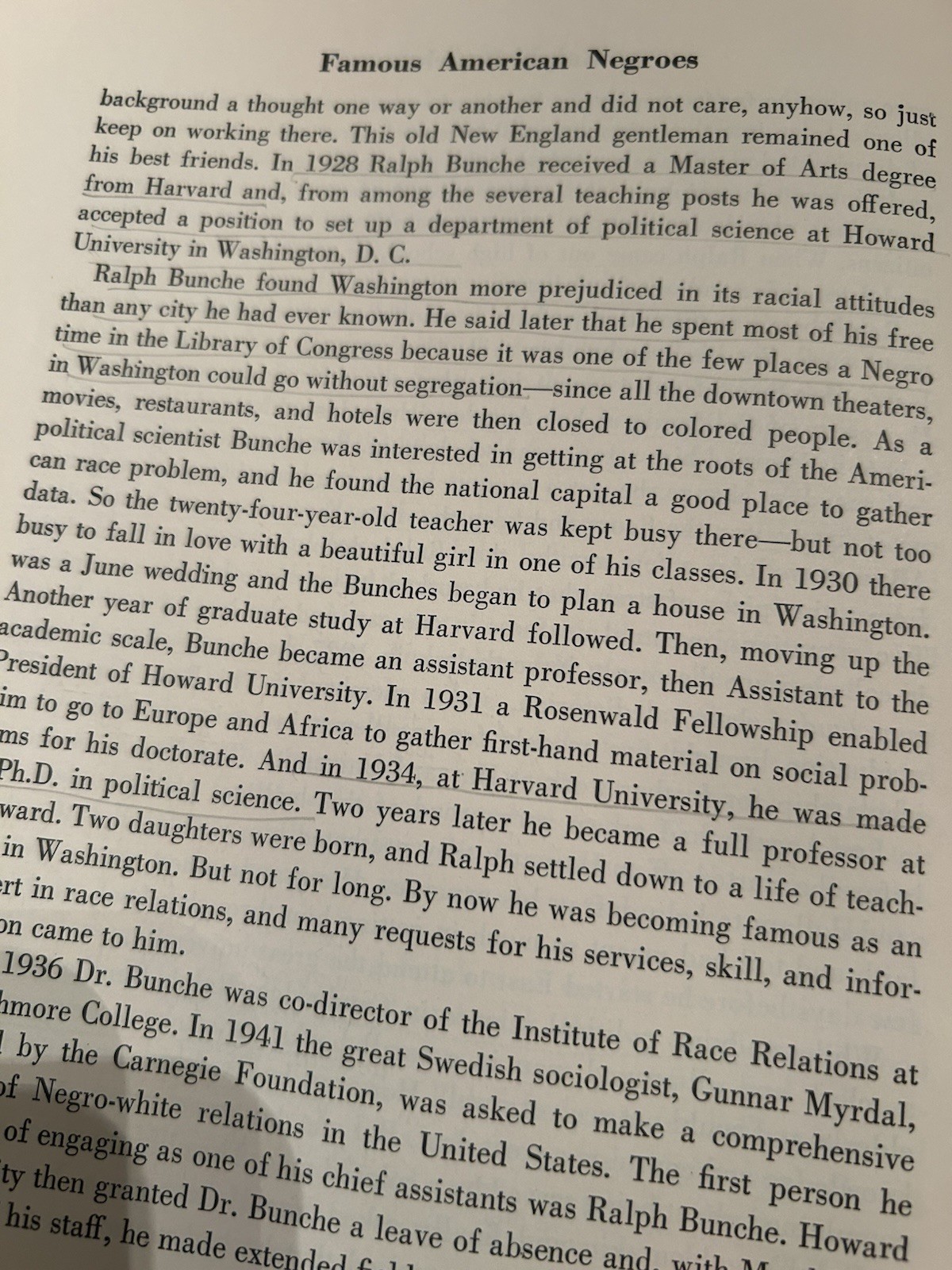 Famous American Negroes Book Copyright 1954 144 Pages.