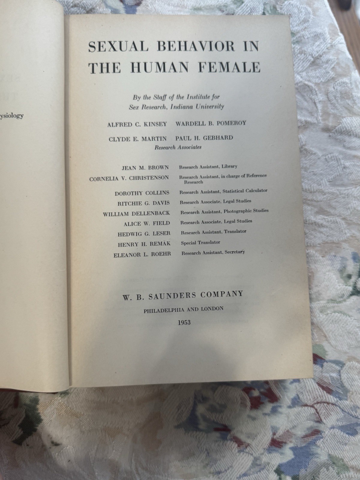 1953 Kinsey Sexual Behavior in the Human Female First Edition HC Book