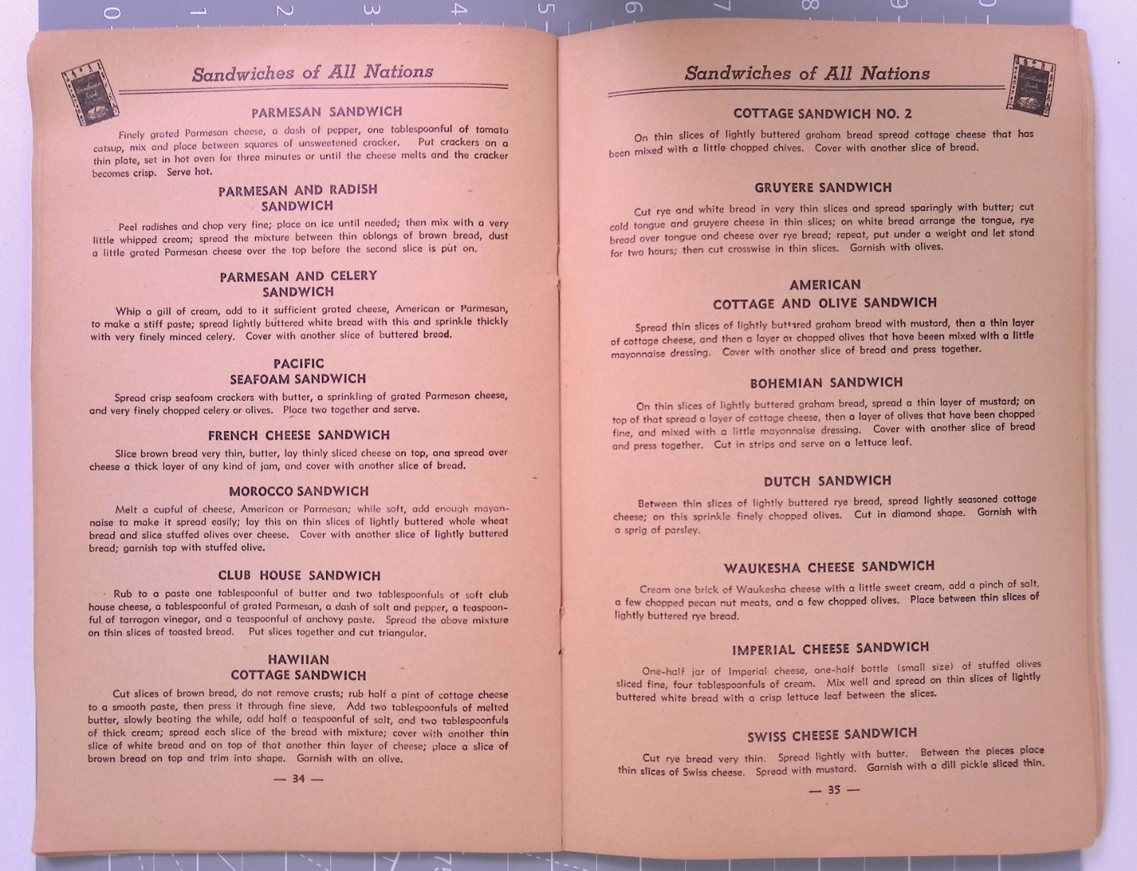 Vintage 1942 Cedric Adams “Sandwich Book” Recipe Book – 58 Pages – B25
