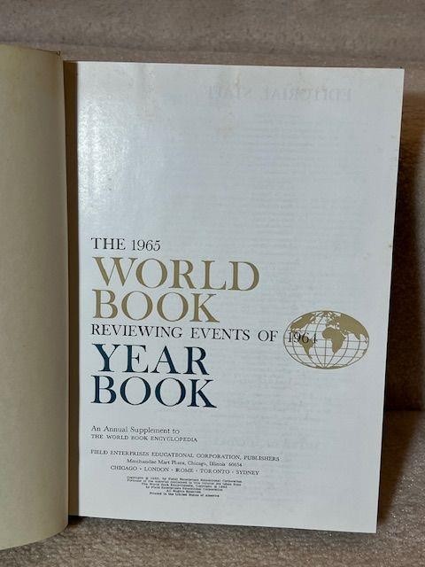 1965 The World Book Year Book Reviewing Events of 1964 Hardcover 630 Pages