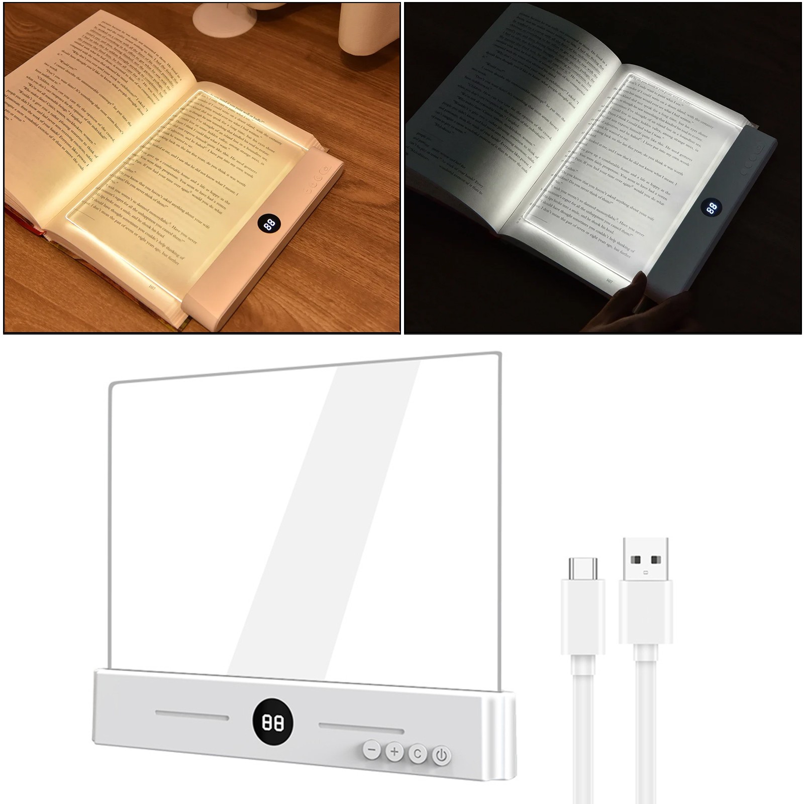 LED Book Reading Light & Night Light 2-in-1 | USB Rechargeable | 3 Color Modes