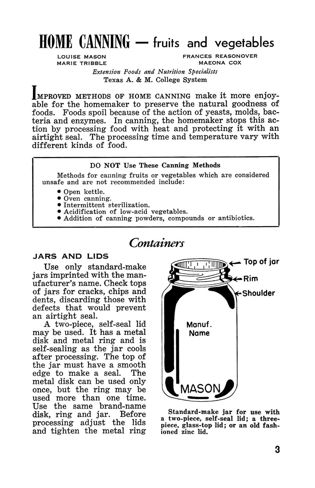 1914 Home Canning Of Fruits & Vegetables Book 39 Pages