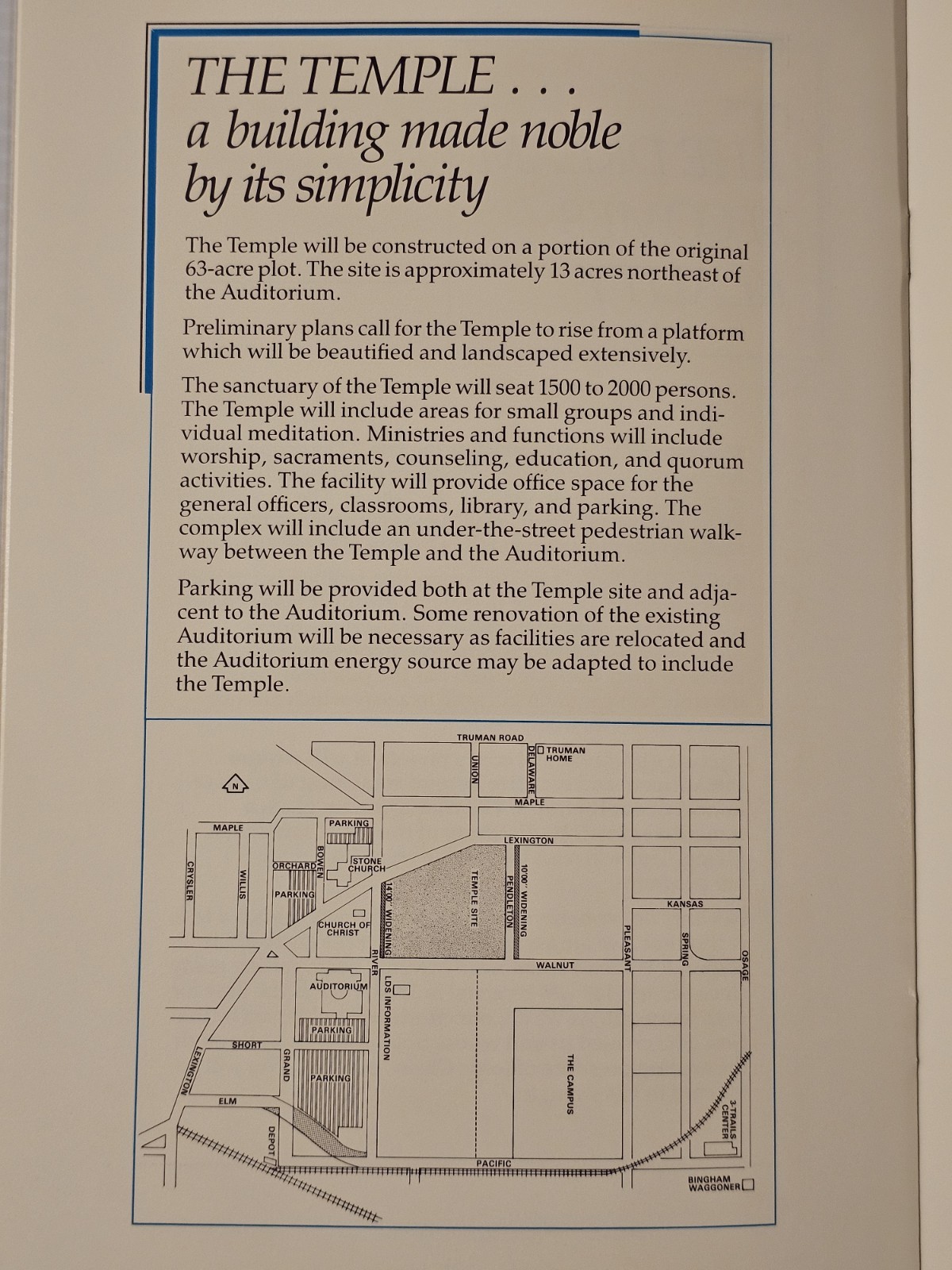 THE TEMPLE, Ensign of Peace (RLDS) PB 1987, 16 PAGES. Row 32.
