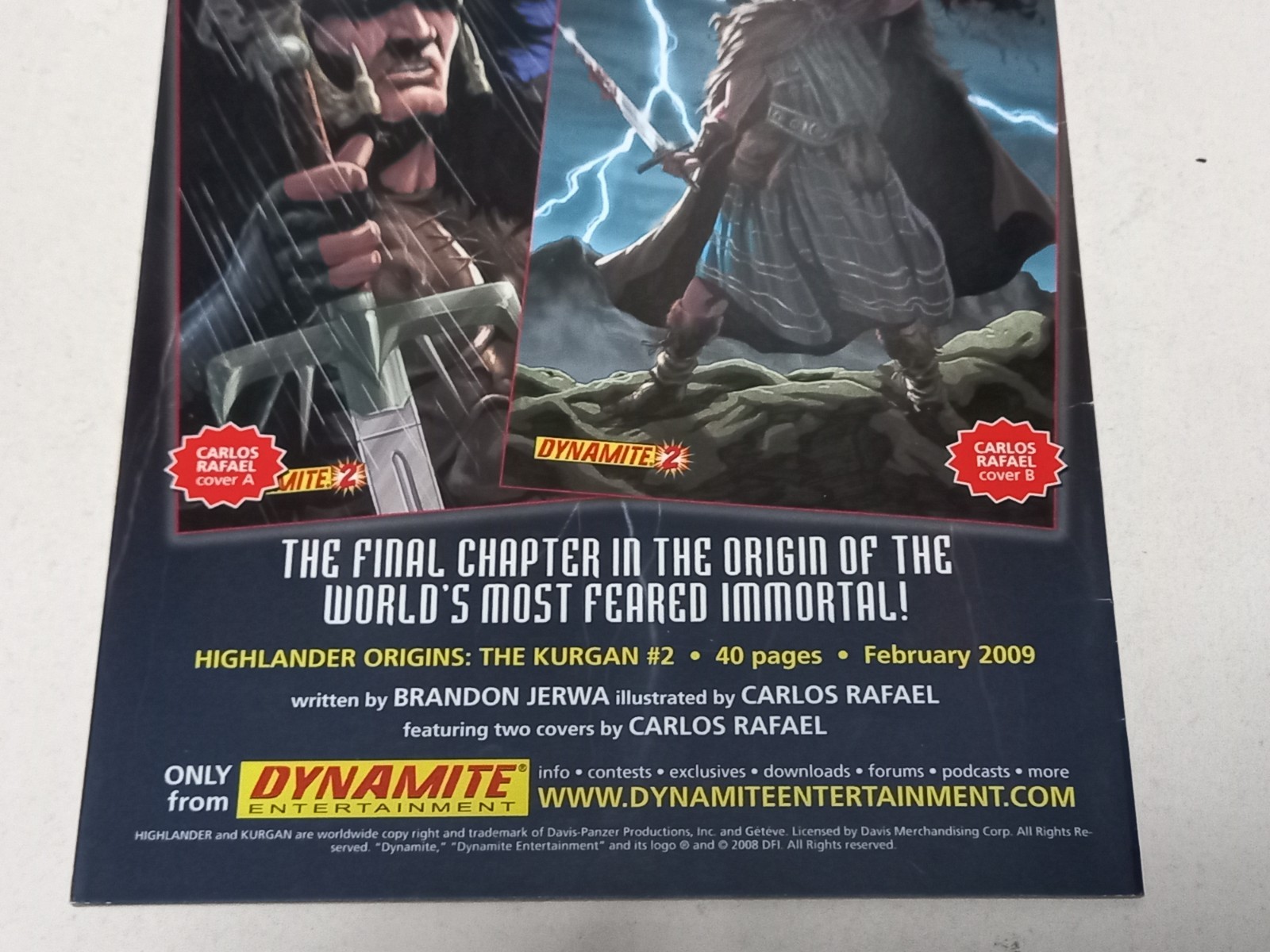 Highlander Origins The Kurgan 1 (2009) Cover B Variant Dynamite