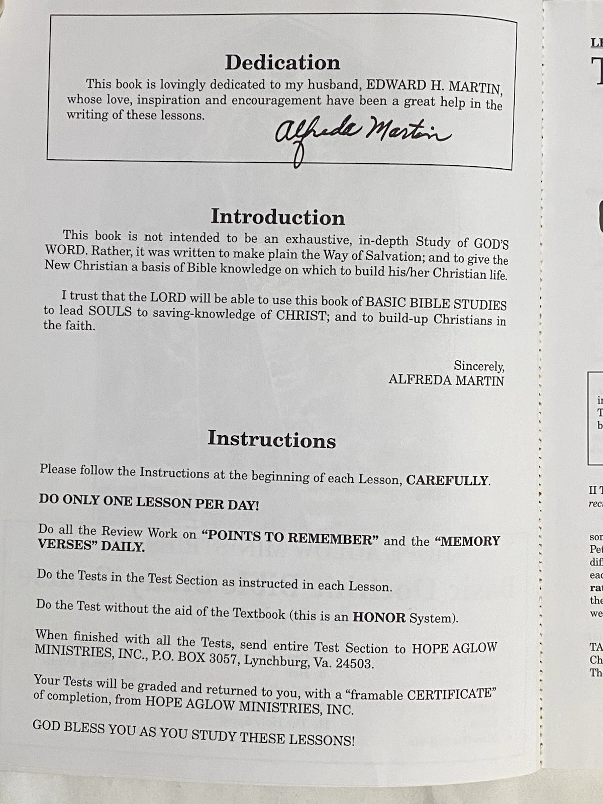 Basic Doctrine Bible Study Course by Hope Aglow Ministries, Christian Education