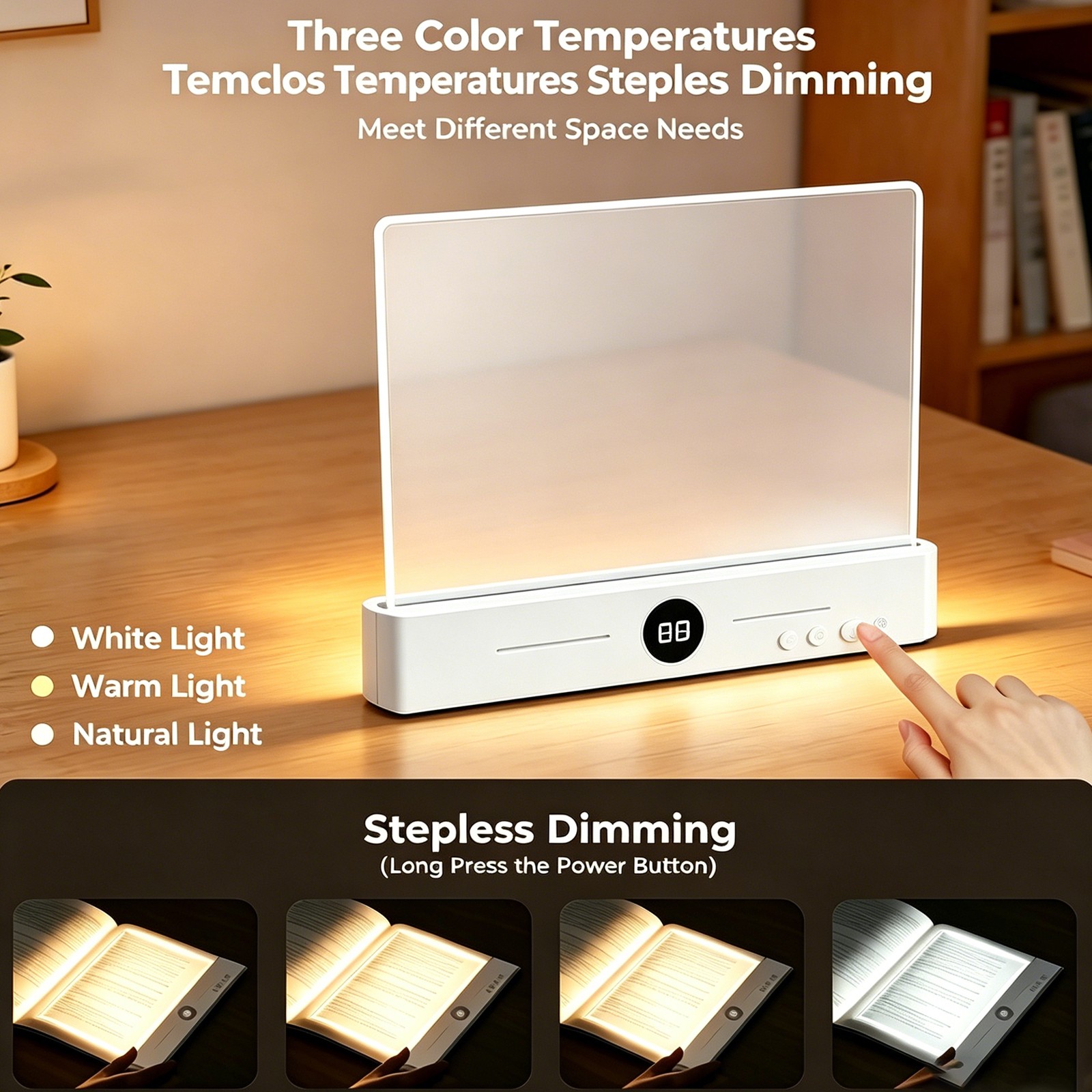 LED Book Reading Light & Night Light 2-in-1 | USB Rechargeable | 3 Color Modes