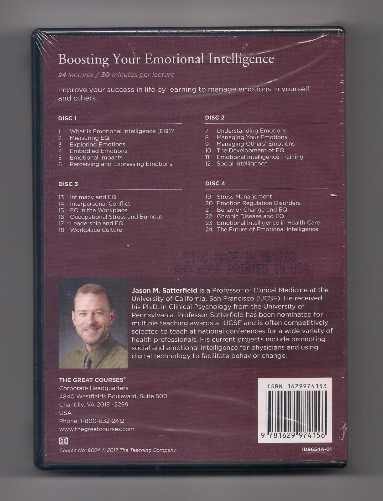 BOOSTING YOUR EMOTIONAL INTELLIGENCE 4-DVD set + Book SEALED Great courses